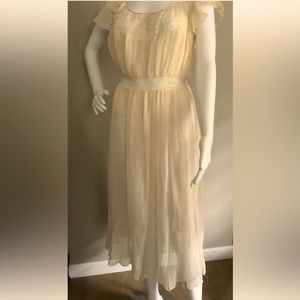 BARBIZON Vintage Nude Peach Bon Clair Lace Lingerie Long Gown Size 16